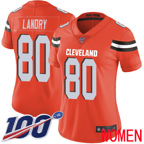 Cleveland Browns Jarvis Landry Women Orange Limited Jersey #80 NFL Football Alternate 100th Season Vapor Untouchable